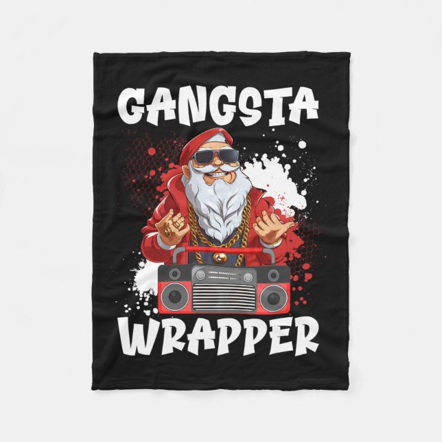Manta Polar Hip Hop Santa Claus Gangster Navidades Gangsta Wra (Anverso)
