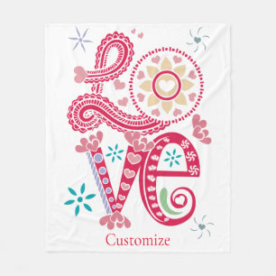 Manta Polar Hippie Groovy Love Rótulo Thunder_Cove