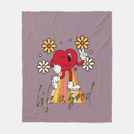 Manta Polar Hippie Hearth design con Life es un buen mensaje