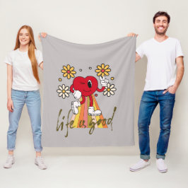 Manta Polar Hippie Hearth design con Life es un buen mensaje