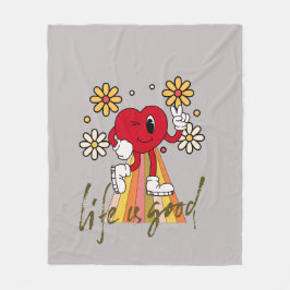 Manta Polar Hippie Hearth design con Life es un buen mensaje