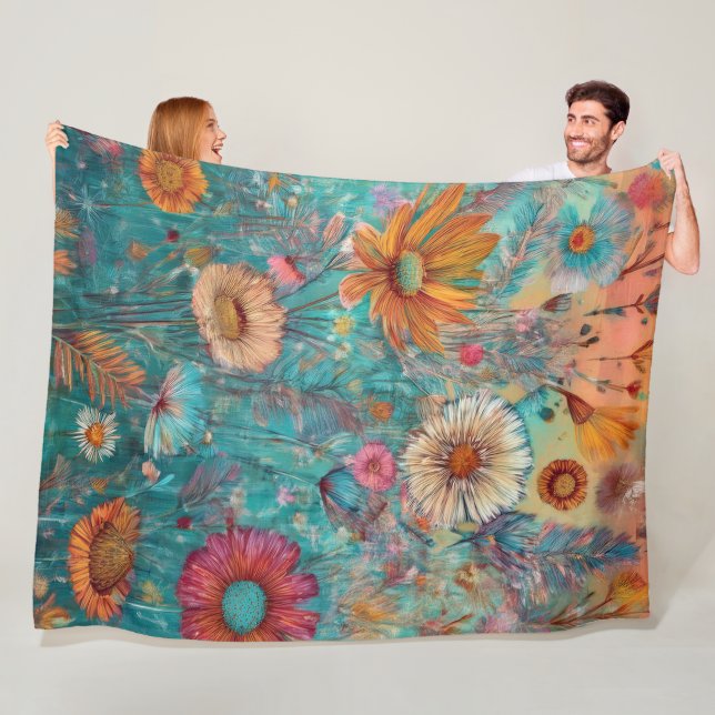 Manta Polar Hippie retro: Sunrise Garden Blanket (In situ)