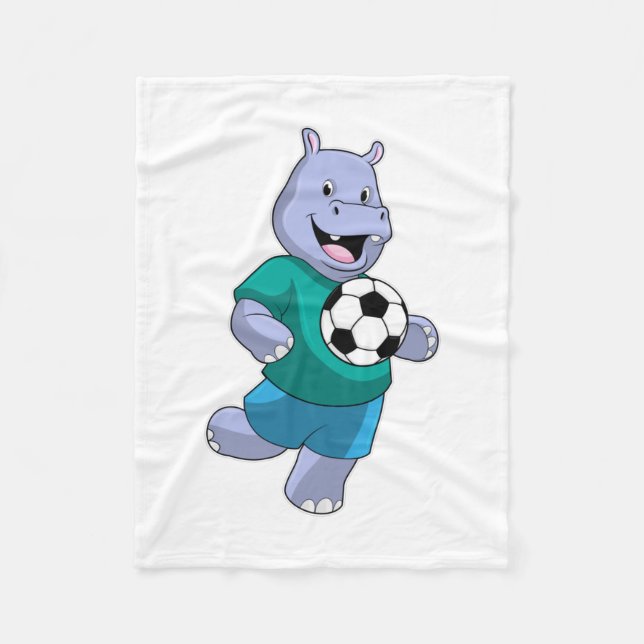 Manta Polar Hippo como jugador de fútbol con fútbol (Anverso)