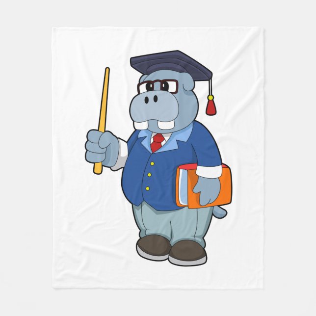 Manta Polar Hippo como profesor con libro (Anverso)