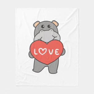 Manta Polar Hippo Para Animales El día de San Valentín Con Cor