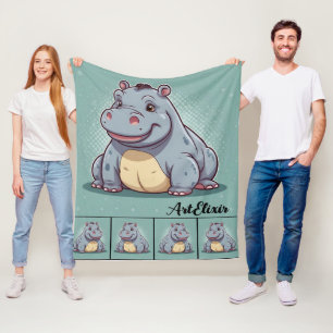 Manta Polar Hippopotamus Funny Kawaii Blue Print