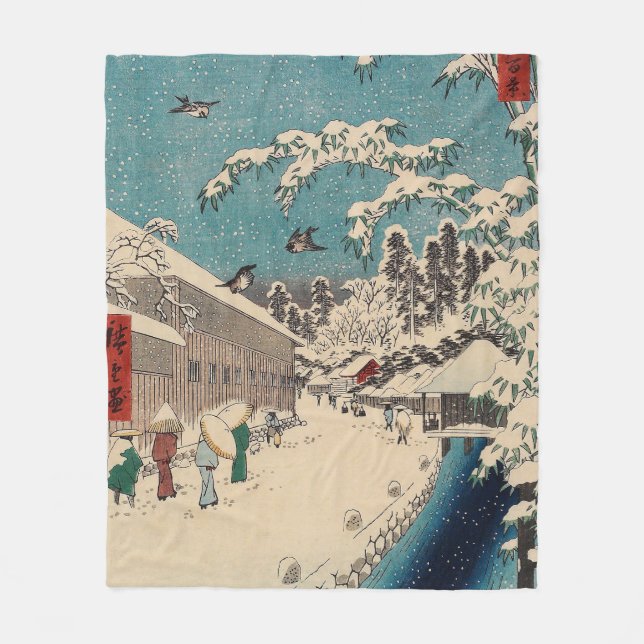 Manta Polar Hiroshige paisaje invernal de japón (Anverso)