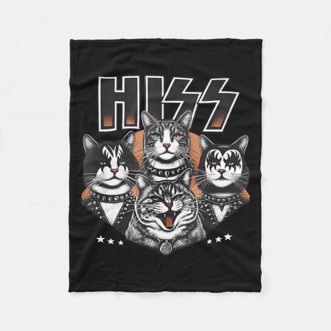 Manta Polar Hiss Funny Cats Kittens Rock Rockin Funny Cat  (Anverso)