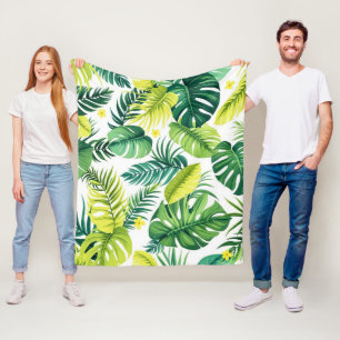 Manta Polar Historia de hojas tropicales - Monstera y hoja de
