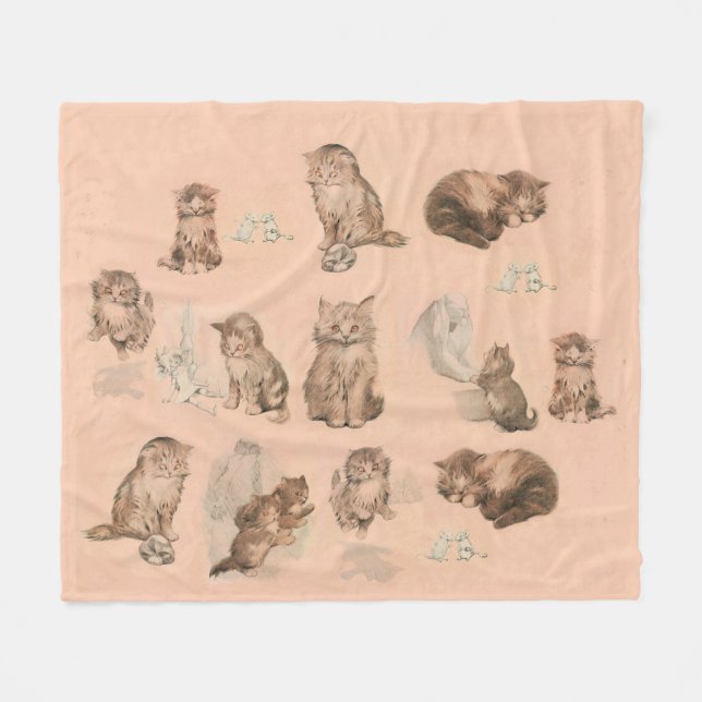 MANTA POLAR HISTORIAS DE GATO DE KITTY DIVERTIDO EN ROSA (Frente (Horizontal))