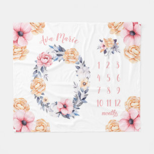 Manta Polar Hito acuarela de bebé floral