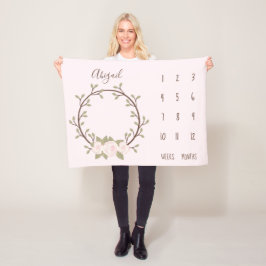 Manta Polar Hito de bebé de flores rosadas