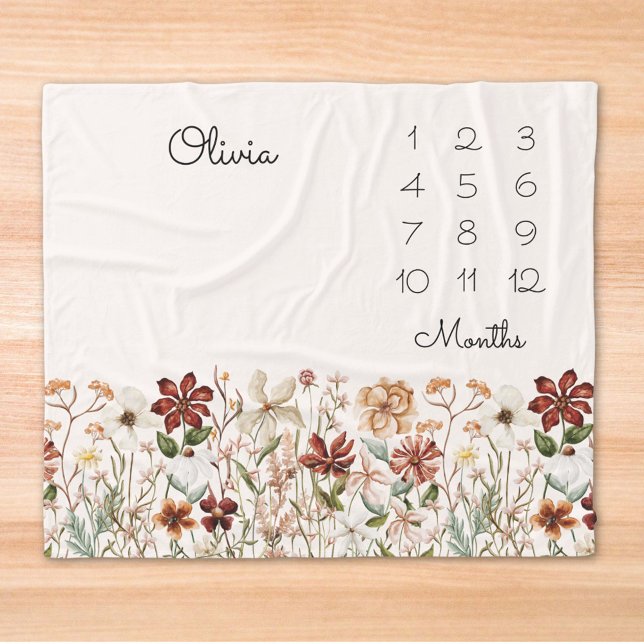 Manta Polar Hito de flores silvestres de color de agua (Close up)