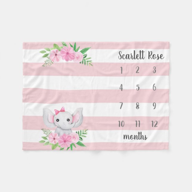 Manta Polar Hito fotográfico personalizado sobre el elefante b (Frente (Horizontal))