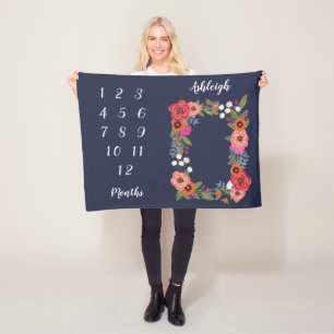 Manta Polar Hito mensual de flores boho