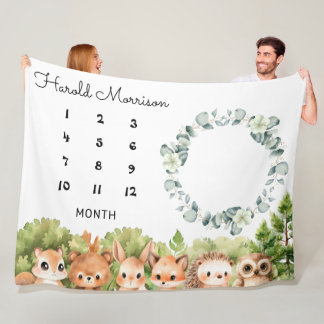 Manta Polar Hito mensual de Woodland Baby Boy
