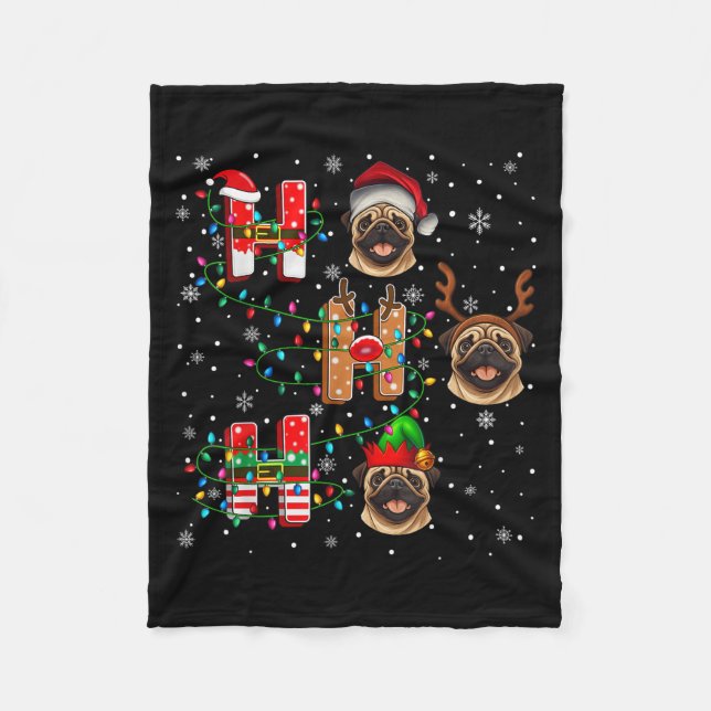 Manta Polar Ho Ho Ho Ho Santa Gorra de renos Elf coincidiendo  (Anverso)