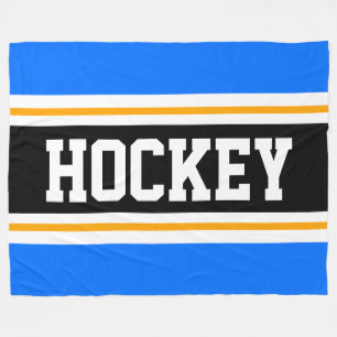 Manta Polar HOCKEY Azul Brillante Negro Naranja Rayas de Carre