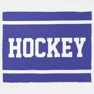 Manta Polar HOCKEY Azul Profundo Deportivo Texto Blanco Rayas