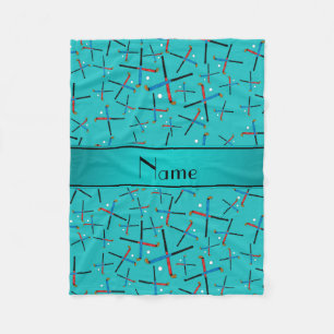 Manta Polar Hockey de campo turquesa de nombre personalizado