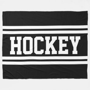 Manta Polar HOCKEY Deportivo Negro Blanco Rayas Deportivas de