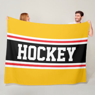 Manta Polar HOCKEY Diversión Brillantes Rayas Naranjas Doradas