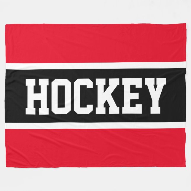 Manta Polar HOCKEY Fun Athletic Bright Red White Strips (Frente (Horizontal))