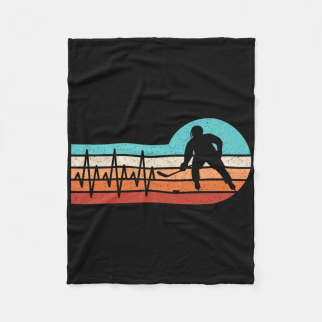 Manta Polar Hockey Heartbeat Retro Ice Hockey Player Men Boys  (Anverso)