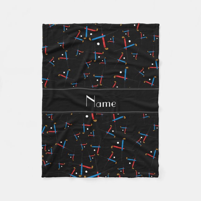 Manta Polar Hockey hierba negro conocido personalizado (Anverso)