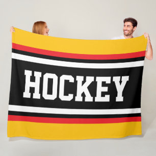 Manta Polar HOCKEY Negrita Naranja Dorado Rojo Negro Blanco Ra