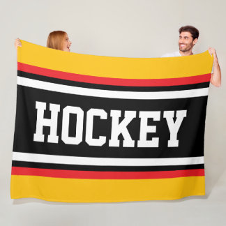 Manta Polar HOCKEY Negrita Naranja Dorado Rojo Negro Blanco Ra