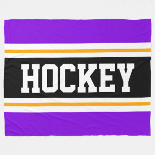 Manta Polar HOCKEY Rayas de Carreras amarillo blanco morado ne