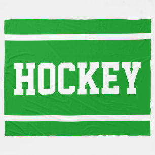Manta Polar HOCKEY Verde Brillante Deportivo Texto Rayas Blanc