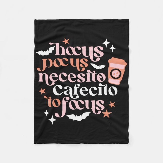 Manta Polar Hocus Pocus Necesito Cafecito Para Enfocar Hallowe (Anverso)