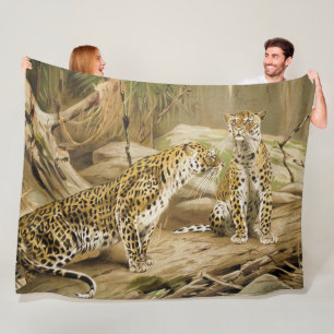 Manta Polar Hogar de la jungla - Par de leopardos salvajes