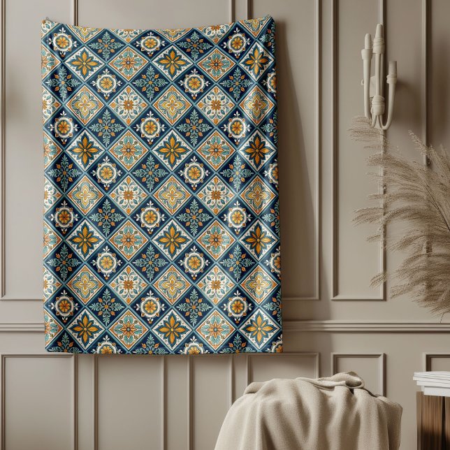Manta Polar Hogar de playa con baldaquino mediterráneo (Mediterranean Patterned Blanket Beachy Home)