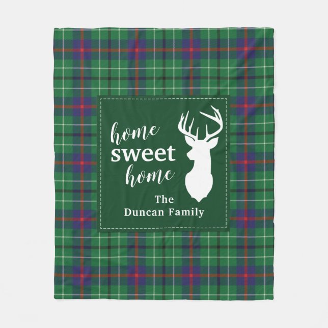 Manta Polar Hogar Dulce Hogar Tartan Duncan Plaid Personalizad (Anverso)