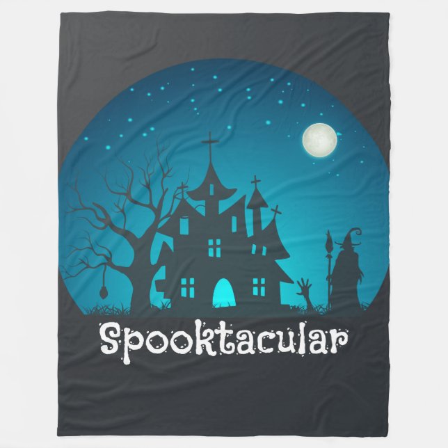 Manta Polar Hogar trinitense de azul y negro en Spooktacular (Anverso)