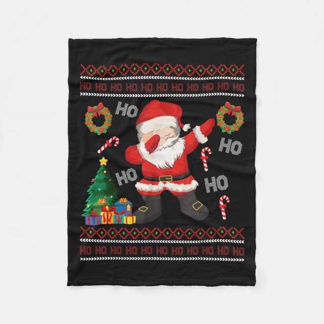 Manta Polar Hohoho Santa Claus Dabbing Navidades feos Sweater (Anverso)