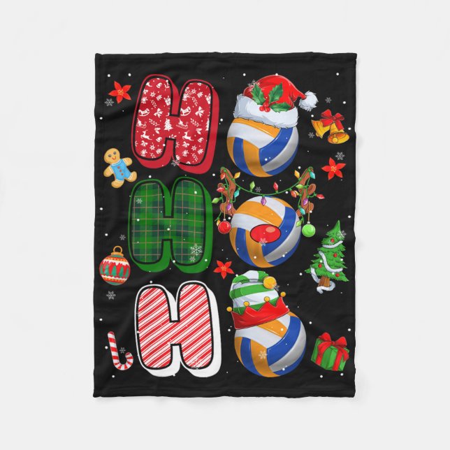 Manta Polar Hohoho Santa Elf Voleibol de renos (Anverso)