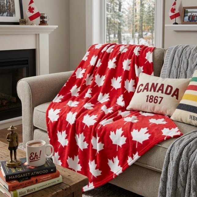 Manta Polar Hoja de arce canadiense. CANADÁ. Patriótico.  (Subido por el creador)