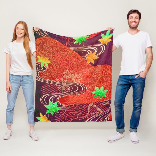 Manta Polar Hoja de arce y agua corriente, diseño japonés (In situ)