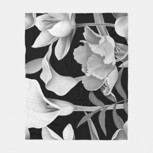 Manta Polar Hoja de Flor Tropical: Patrón sin Marea