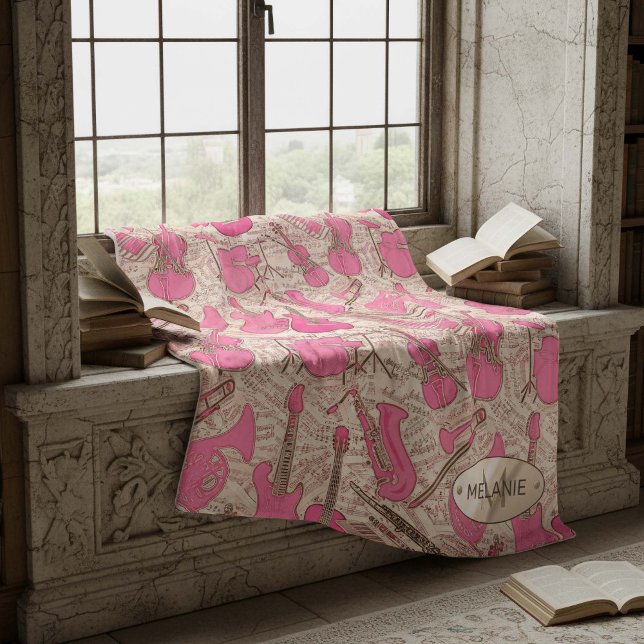 Manta Polar Hoja de música e instrumentos Pink/Ivory ID481 (Subido por el creador)