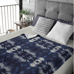 Manta Polar Hoja de palma en azul delft