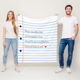Manta Polar Hoja de papel rayado única personalizada
