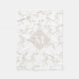 Manta Polar Hoja decorativa Botánica Beige Monogramada