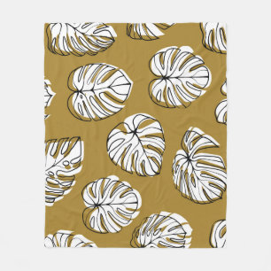 Manta Polar Hoja Monstera, Patrón Textil Sin Marea.
