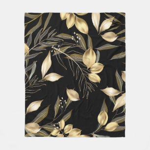 Manta Polar Hojas abstractas de ginkgo. Purpurina de lujo gink