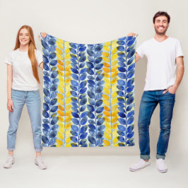 Manta Polar Hojas amarillas y azules